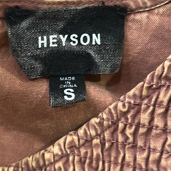 Heyson Mineral Wash Long Sleeve Smocked Neck Top Women’s Size Small - Picture 7 of 10